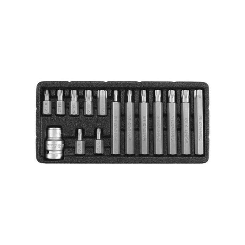 Sada bitů 15 ks TORX s otvorem box YATO YT-0417