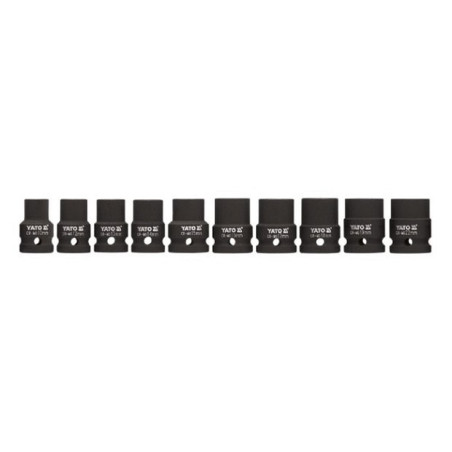 Sada nástavců 1/2" rázové šestihranné 10 ks 10-22 mm CrMo YATO YT-1025