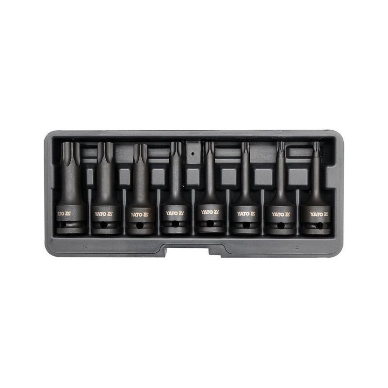 Sada nástavců 1/2" rázové 8 ks T30-T80 torx CrMo YATO YT-1065