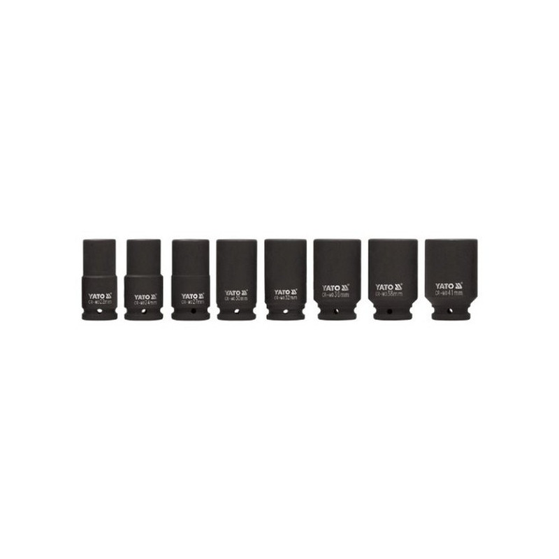 Sada nástavců 3/4" rázové šestihranné hluboké 8 ks CrMo YATO YT-1155