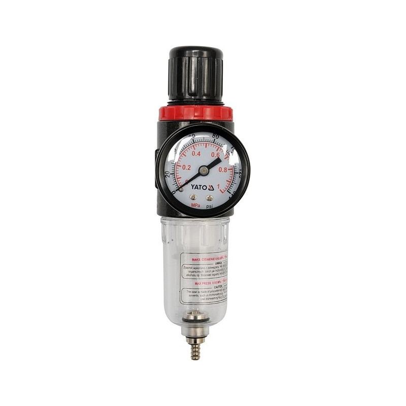 Regulátor tlaku vzduchu 1/4", max. 0,93MPa, s filtrem (15ccm) YATO YT-2382