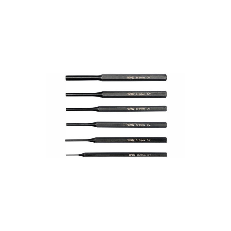 Sada vyrážečů 6ks, 150mm, pr. 1,5, 3, 4, 5, 6, 8mm YATO YT-47121