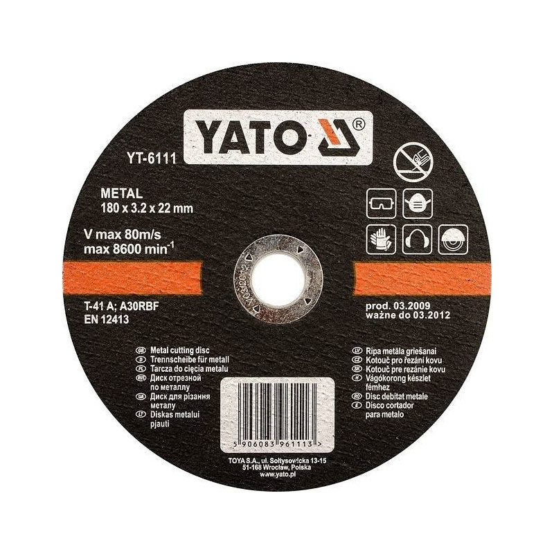 Kotouč na kov 230 x 22 x 2,0 mm YATO YT-5927