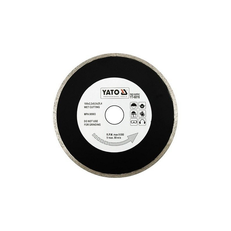 Kotouč diamantový 180 x 25,4 x 2,2 mm hladký YATO YT-6016