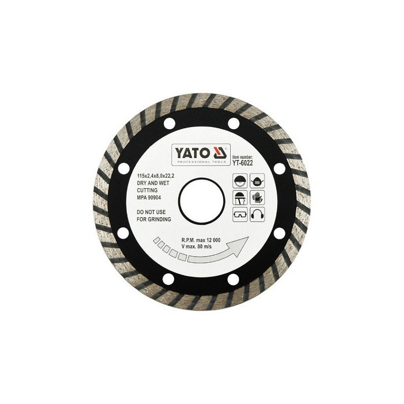 Kotouč diamantový 115 x 22,2 x 2,4 mm turbo YATO YT-6022