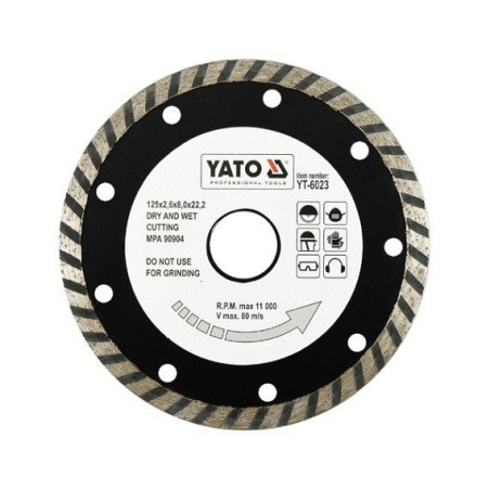 Kotouč diamantový 125 x 22,2 x 2,6 mm turbo YATO YT-6023