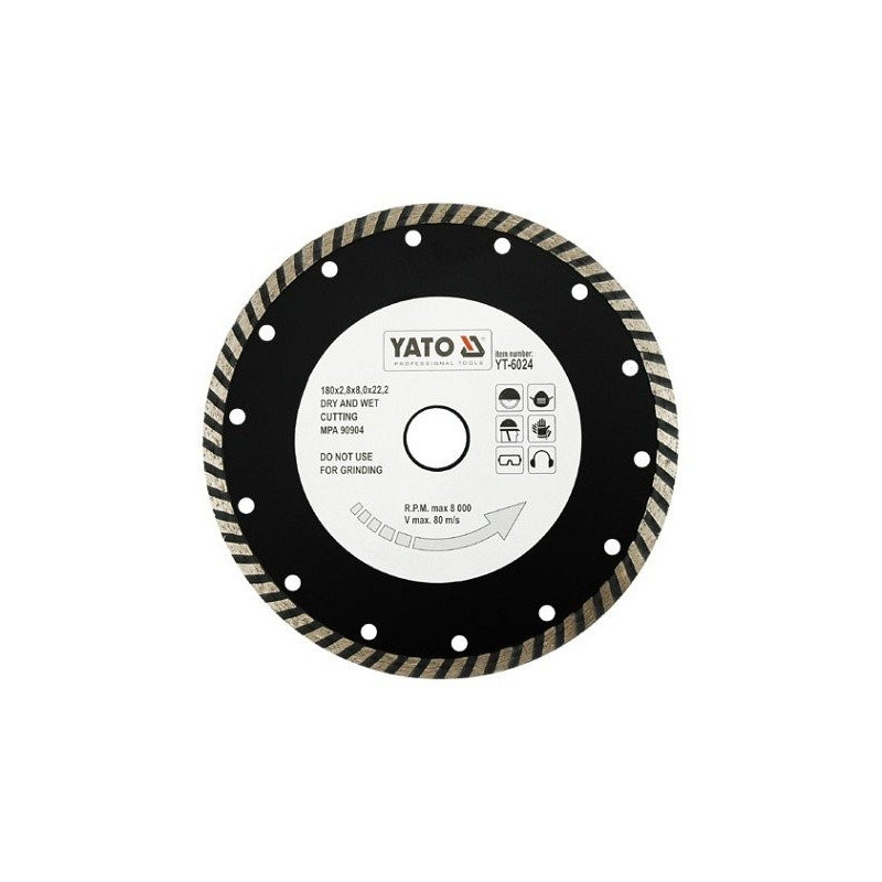 Kotouč diamantový 180 x 22,2 x 2,8 mm turbo YATO YT-6024