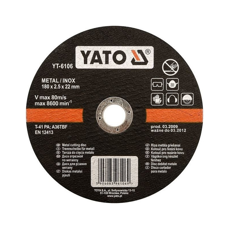 Kotouč na kov 115 x 22 x 1,2 mm INOX YATO YT-6101