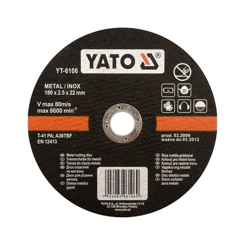 Kotouč na kov 180 x 22 x 1,5 mm INOX YATO YT-6105