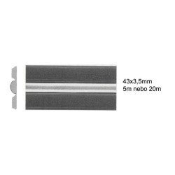 Samolepicí lišta černá (32404), 1x stříbrný pruh, 43x3,5mm - 5m.