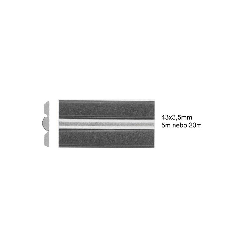 Samolepicí lišta černá (32404), 1x stříbrný pruh, 43x3,5mm - 5m.