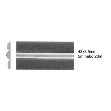 Samolepicí lišta černá (32404), 1x stříbrný pruh, 43x3,5mm - 20m