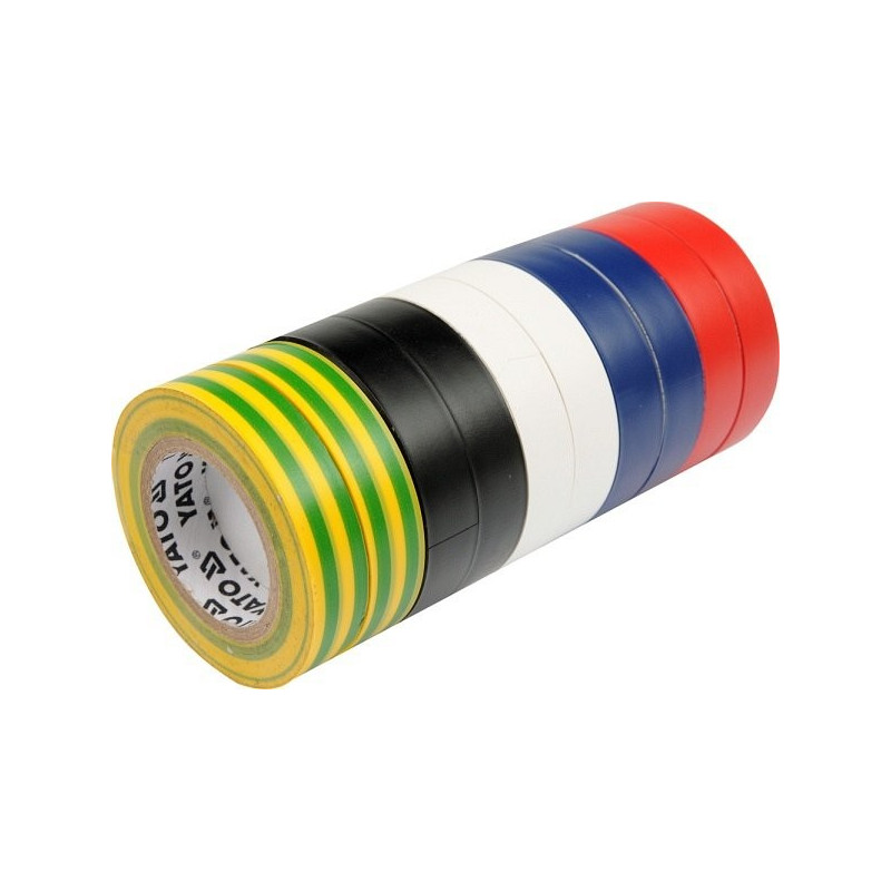 Páska izolační 19 x 0,13 mm x 20 m barevná 10 ks YATO YT-8173