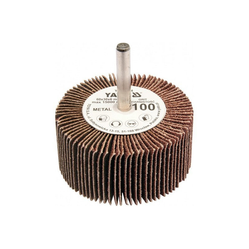Kotouč lamenový radiální 60x30 P-80 s hřídelí 6 mm YATO YT-83363