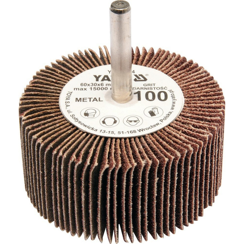 Kotouč lamenový radiální 60x30 P-150 s hřídelí 6 mm YATO YT-83366
