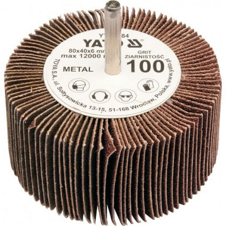 Kotouč lamenový radiální 80x40 P-40 s hřídelí 6 mm YATO YT-83381