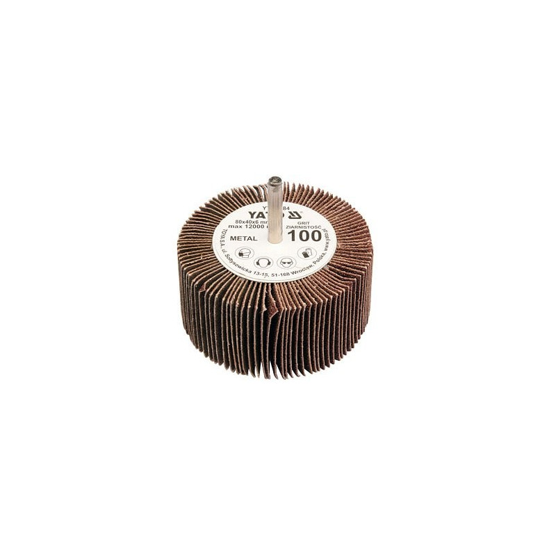 Kotouč lamenový radiální 80x40 P-1000 s hřídelí 6 mm YATO YT-83384