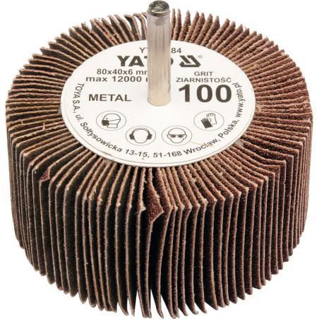 Kotouč lamenový radiální 80x40 P-120 s hřídelí 6 mm YATO YT-83385