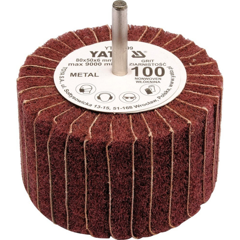 Kotouč lamenový radiální 80x50 P-150 s hřídelí 6 mm YATO YT-83400