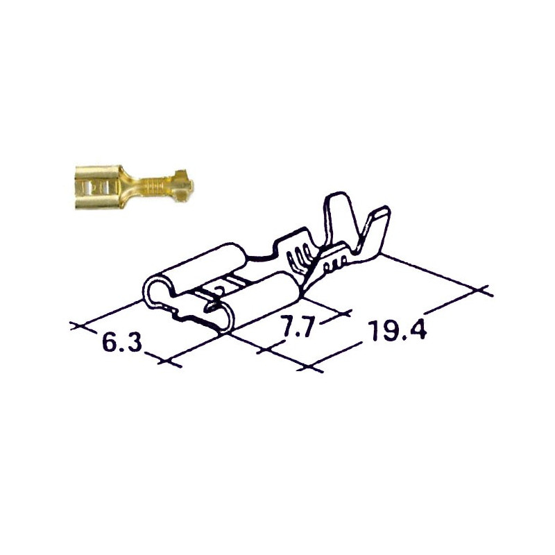 Konektor dutinka plochý 6,3mm - 100ks