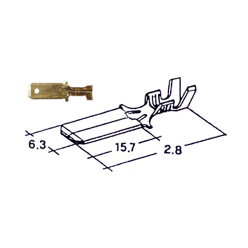 Konektor kolík plochý 6,3mm - 100ks