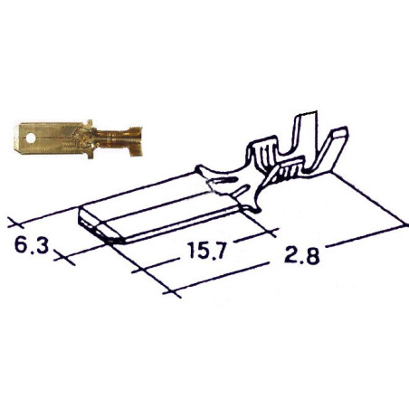 Konektor kolík plochý 6,3mm - 100ks