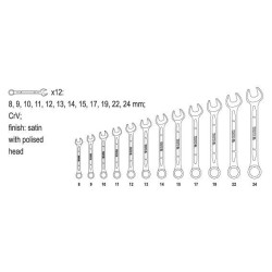 Sada klíčů očkoplochých 12ks 8-24 mm YATO YT-0362