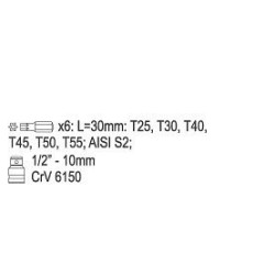 Sada bitů 7 ks TORX s otvorem YATO YT-0416