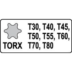 Sada nástavců 1/2" rázové 8 ks T30-T80 torx CrMo YATO YT-1065