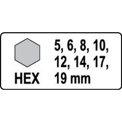 Sada nástavců 1/2" rázové 8 ks H6-H19 imbus CrMo YATO YT-1066