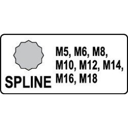 Sada nástrčných klíčů 1/2" Spline, 8ks YATO YT-1069