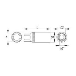 Nástavec 1/2" 16 mm na svíčky YATO YT-1253
