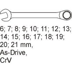 Vložka do zásuvky - klíče očkoploché 6-21mm, 16ks YATO YT-5531