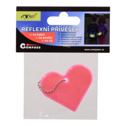 Přívěšek reflexní SRDCE - růžový Compass 01720