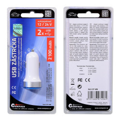 Zástrčka 2xUSB 12-24V 5V/2100mA Compass 07406
