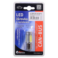 Žárovka 4 SMD LED 12V Ba15S s rezistorem CAN-BUS ready bílá Compass 33809