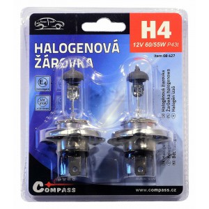 Žárovka 12V H4 60/55W P43t blister 2ks Compass 08427