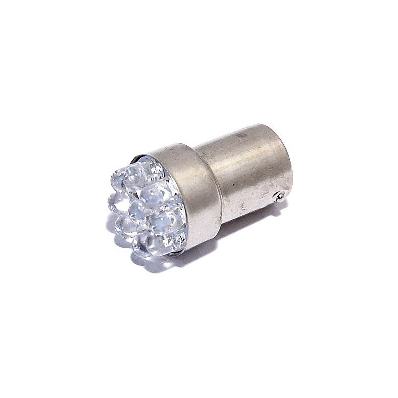 Žárovka 9LED 12V Ba15s červená úzká