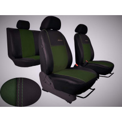 Autopotahy Škoda Fabia I, kožené s alcantarou EXCLUSIVE zelené, dělená