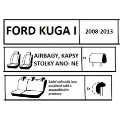 Autopotahy FORD KUGA I, 2008-2013, bez zadní loketní opěrky,AUTHENTIC PREMIUM Matrix šedý