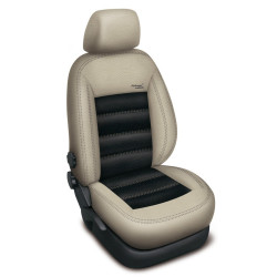Autopotahy KIA SOUL, od r. 2014, se zadní loketní opěrkou, AUTHENTIC LEATHER, béžovočerné