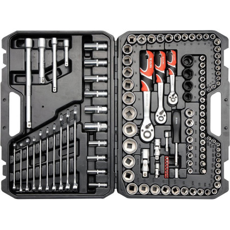Gola sada 1/2", 3/8", 1/4" + příslušenství 120 ks YATO YT-38801