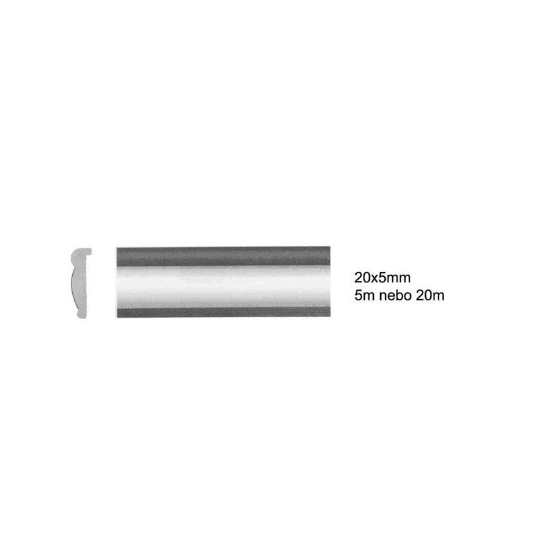 Samolepicí lišta černá, 1x stříbrný pruh, 20x5mm – 5m.