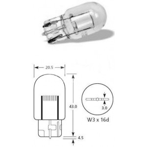 Autožárovka 12V 21W W3x16d T20 celosklo