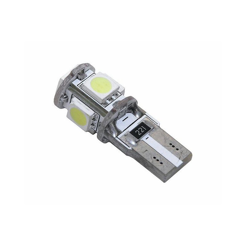 Autožárovka 5 LED SMD 12V T10 s rezistorem CAN-BUS ready bílá