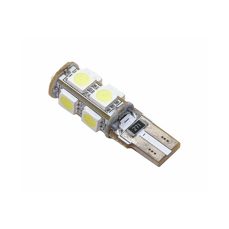 Autožárovka 9 LED SMD 12V T10 s rezistorem CAN-BUS ready bílá