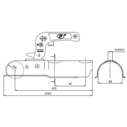 Závěsné zařízení pro přívěs - 750kg kulaté prům.  60mm