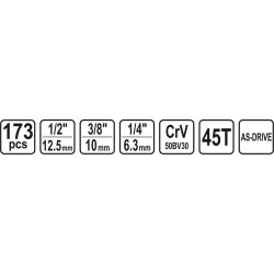 Gola sada 1/2", 3/8", 1/4" 173 ks Sthor TO-58688
