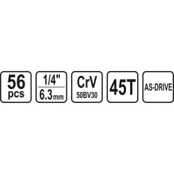 Gola sada 1/4" 56 ks Sthor TO-58643