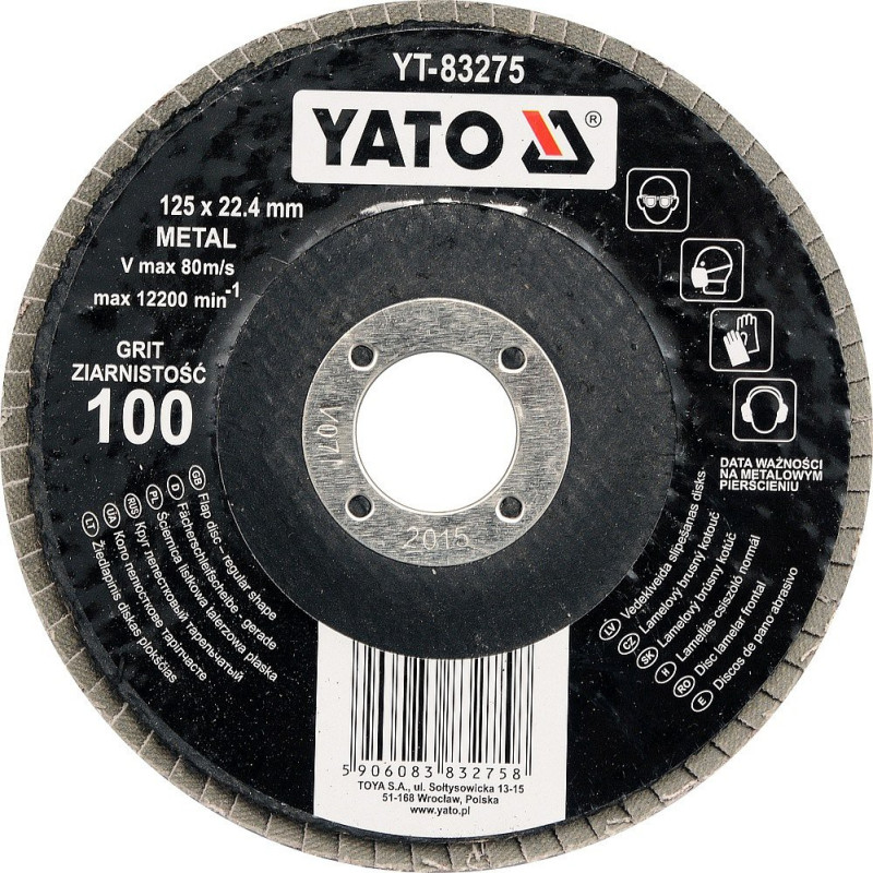 Kotouč lamelový brusný na kov 125x22,4mm P100 YATO YT-83275